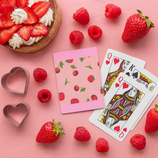 Rode Aardbei en Kersenpatroon Roze Fruit Pokerkaarten