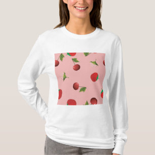 Rode Aardbei en Kersenpatroon Roze Fruit T-shirt