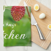 Rode Aardbei Foto Oma's Portret Custom Theedoek (Quarter Fold)