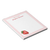 Rode Aardbei Fruit Illustratie Met Aangepaste Naam Notitieblok (Schuin)