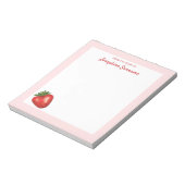 Rode Aardbei Fruit Illustratie Met Aangepaste Naam Notitieblok (Linkerzijde)