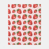 Rode aardbei fruit patroon op roze fleece deken (Voorkant)