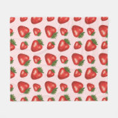 Rode aardbei fruit patroon op roze fleece deken (Voorkant (Horizontaal))