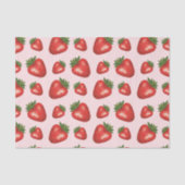 Rode Aardbei Fruit Patroon Op Roze Tissuepapier (Voorkant)