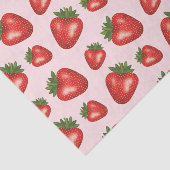 Rode Aardbei Fruit Patroon Op Roze Tissuepapier (Detail)