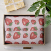 Rode Aardbei Fruit Patroon Op Roze Tissuepapier (Geschenk)