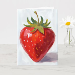 Rode Aardbei Fruit Watercolor Schilderij Kaart