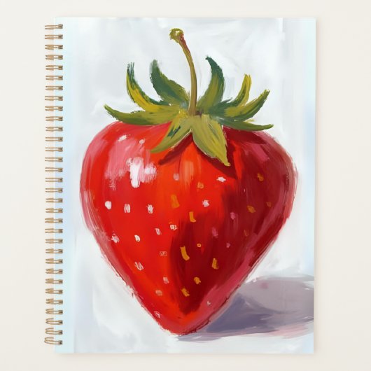 Rode Aardbei Fruit Watercolor Schilderij Planner (Voorkant)