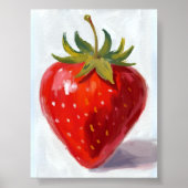 Rode Aardbei Fruit Watercolor Schilderij Poster (Voorkant)