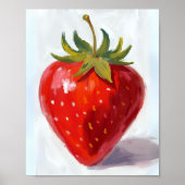 Rode Aardbei Fruit Watercolor Schilderij Poster (Voorkant)