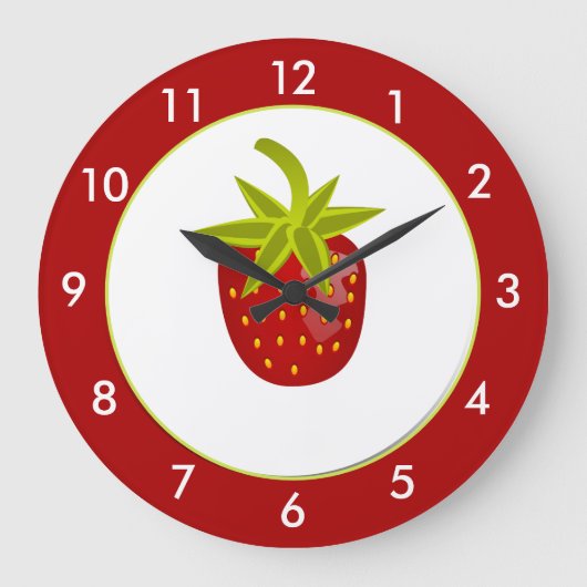 Rode aardbei, gepersonaliseerd grote klok (Voorkant)