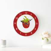 Rode aardbei, gepersonaliseerd grote klok (Huis)