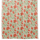 Rode aardbei & groene bladeren patroon douchegordijn (Voorkant)