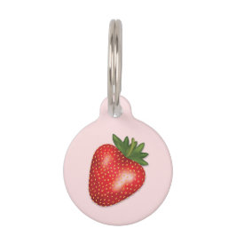 Rode Aardbei Illustratie Op Roze En Huisdier Info Huisdierpenning