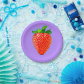 Rode aardbei in Pop Art Style Papieren Bordje (Feest)