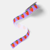 Rode aardbei in Pop Art Style Satijnen Lint (Achterkant)
