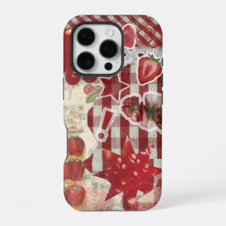 Rode Aardbei Lint Collage Hoesje | Schattig Esthet iPhone 16 Pro Hoesje