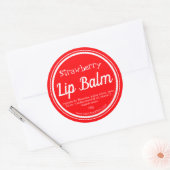 Rode aardbei lippenbalsem potlabel ronde sticker (Envelop)