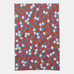 Rode aardbei met een witte marinebasis theedoek