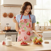 Rode Aardbei Monogram Zomer Keuken Cadeau Schort