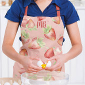 Rode Aardbei Monogram Zomer Keuken Cadeau Schort