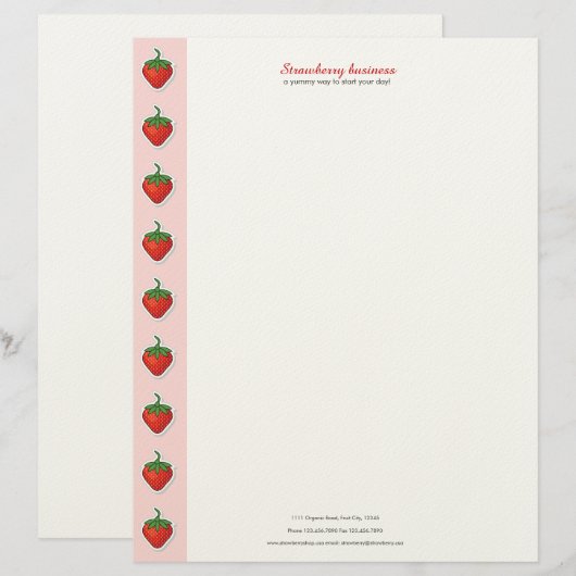 Rode aardbei — op maat gemaakte tekst en adres custom briefhoofd (Voorkant / Achterkant)