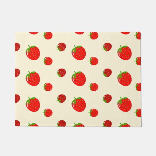 Rode aardbei op roze deurmat (Voorkant)