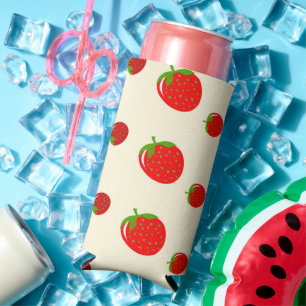 Rode aardbei op roze seltzer blikjeskoeler