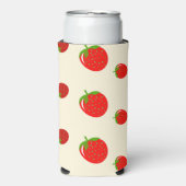 Rode aardbei op roze seltzer blikjeskoeler (Seltzer Voorkant)