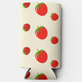 Rode aardbei op roze seltzer blikjeskoeler (Voorkant)