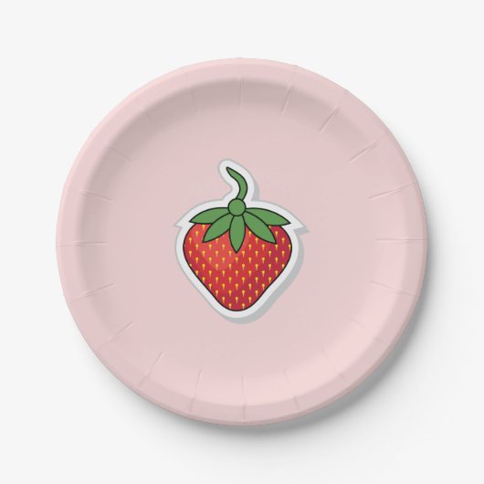 Rode aardbei papieren bordje (Voorkant)