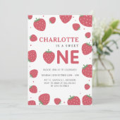 Rode Aardbei Patroon 1e Zomer Verjaardag Kaart (Staand voorkant)