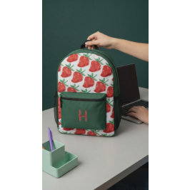 Rode Aardbei Patroon Groene Rugzak