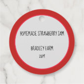 Rode aardbei personaliseert jamvoedsel bedankjes labels (Achterkant)