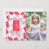 Rode Aardbei Popsicle Meisje Foto Verjaardag Kaart (Voorkant)