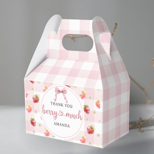 Rode Aardbei Roze Geruite Hartelijk Dank Bedankdoosjes