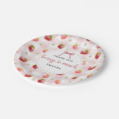 Rode Aardbei Roze Geruite Hartelijk Dank Papieren Bordje (Gekanteld)