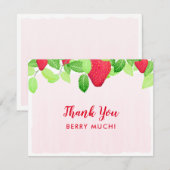 Rode aardbei verjaardag meisje bessen veel bedankkaart (Voorkant / Achterkant)