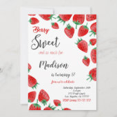Rode aardbei verjaardag uitnodiging (Voorkant)