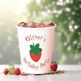 Rode aardbei verjaardagsfeestje papieren bekers