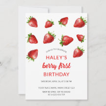 Rode Aardbei Waterverf Berry 1e Baby Verjaardag