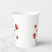 Rode Aardbei Waterverf Berry 1e Baby Verjaardag Papieren Bekers (Links)