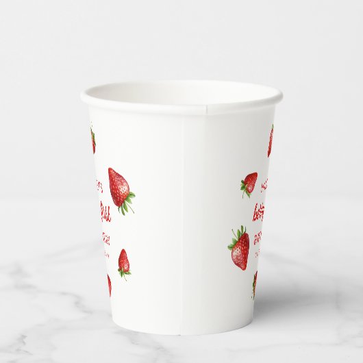 Rode Aardbei Waterverf Berry 1e Baby Verjaardag Papieren Bekers (Rechts)