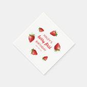 Rode Aardbei Waterverf Berry 1e Baby Verjaardag Servet (Hoek)