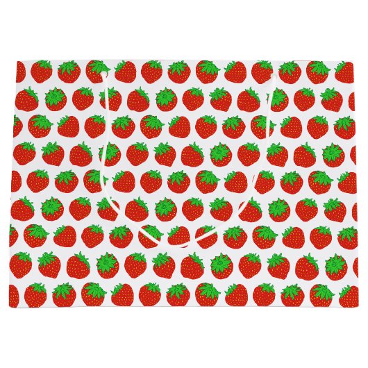 Rode Aardbei Zomer Fruit Patroon Groot Cadeauzakje (Voorkant)