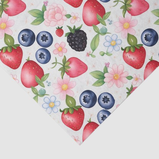 Rode Aardbeibloemen Verjaardagsfeest voor haar Tissuepapier (Detail)