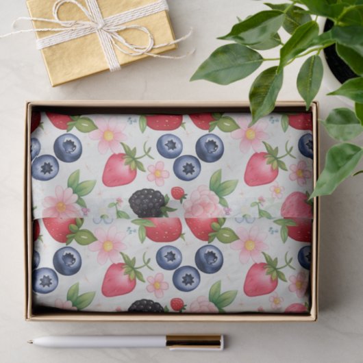 Rode Aardbeibloemen Verjaardagsfeest voor haar Tissuepapier (Geschenk)