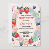 Rode aardbeien 1e verjaardagsfeestje voor kinderen kaart (Voorkant)