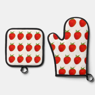 Rode aardbeien 4Ann Ovenwant & Pannenlap Set