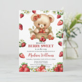 Rode Aardbeien Berry Sweet Beer Baby shower Kaart (Staand voorkant)